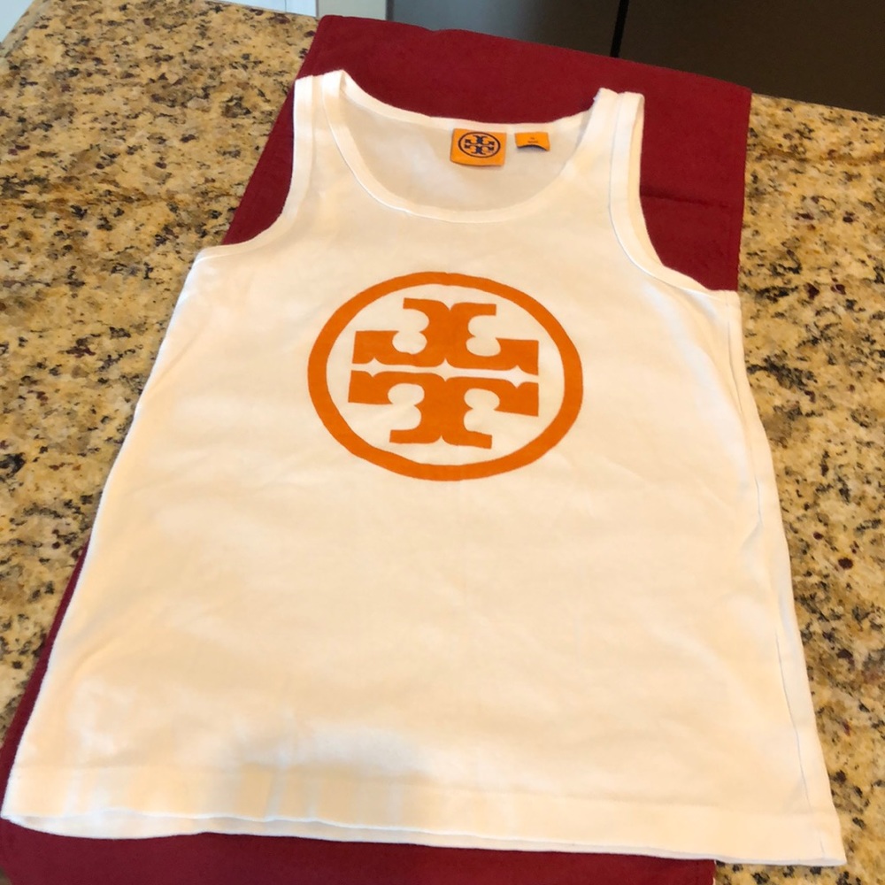 COPY - Tory Burch white tank top with signature logo,